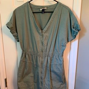 Green Twill Zippered Dress by Universal Thread Sz Medium